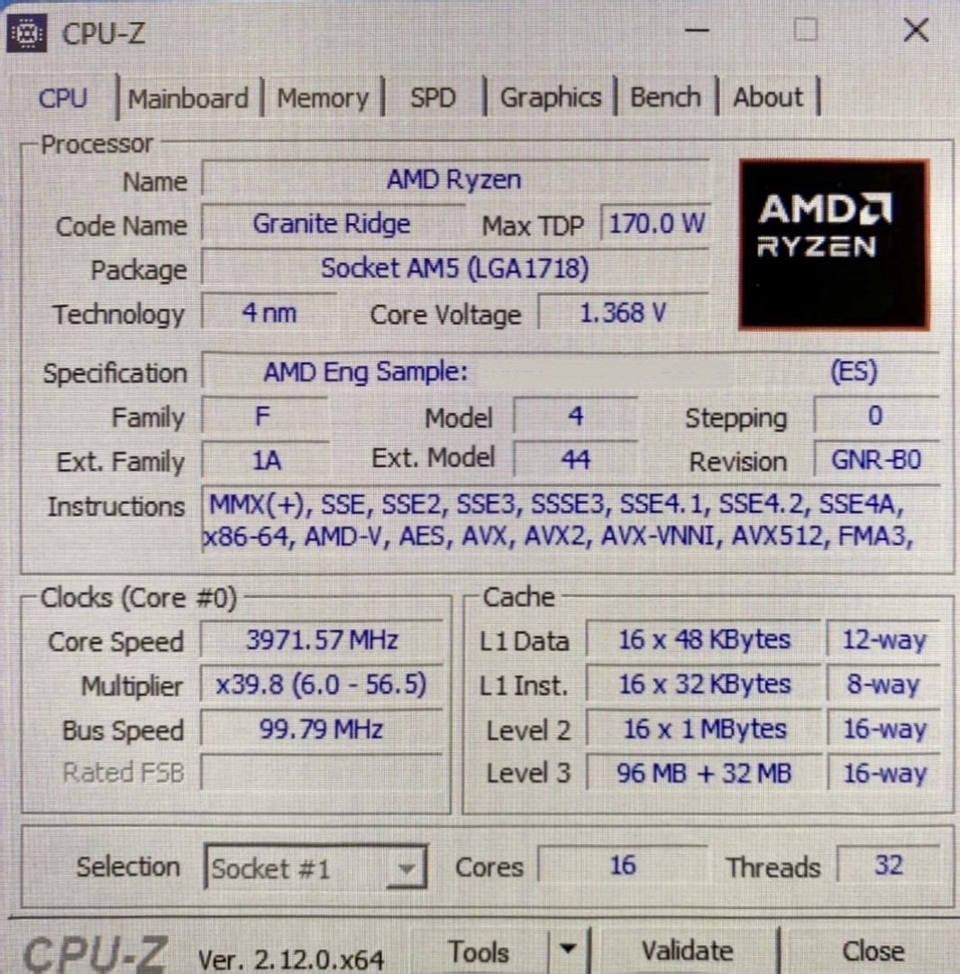 مشخصات پردازنده Ryzen 9 9950X3D شرکت AMD در CPU-Z مشاهده شد !
