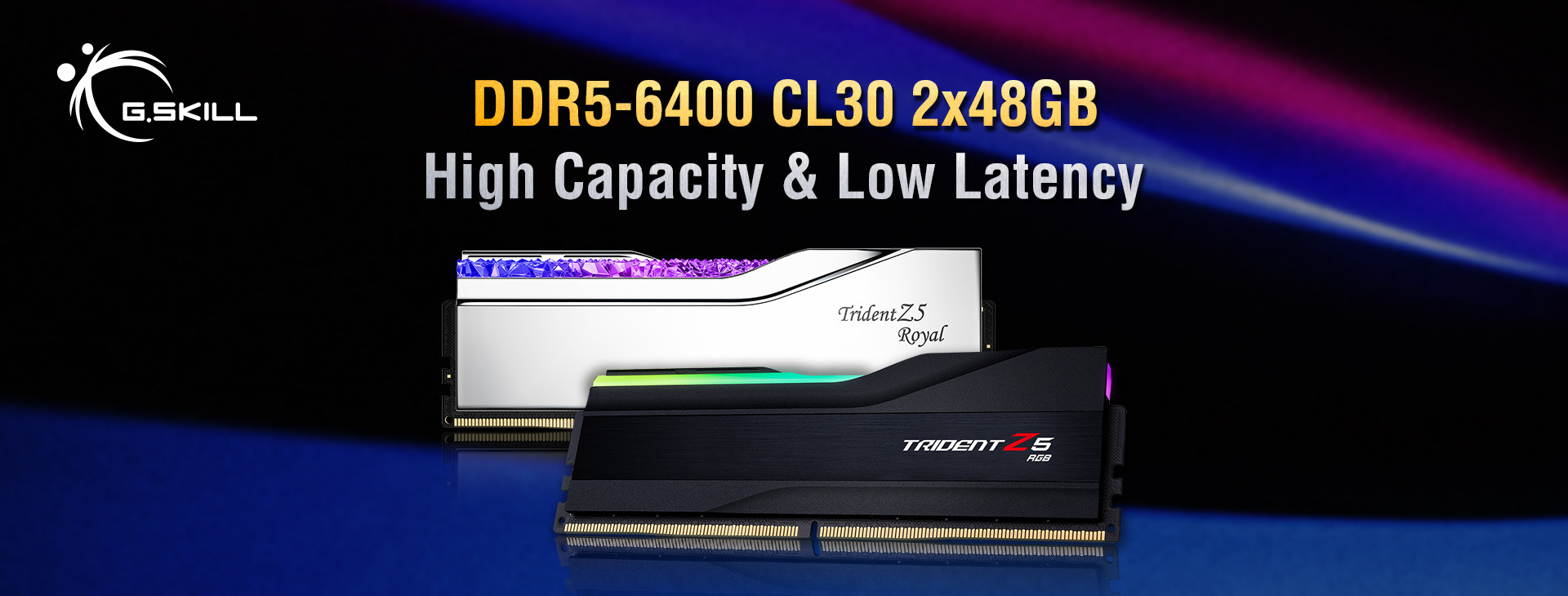 شرکت G.SKILL حافظه‌های DDR5-6400 را با ظرفیت تا 96 گیگابایت و زمان تأخیر بسیار پایین معرفی کرد