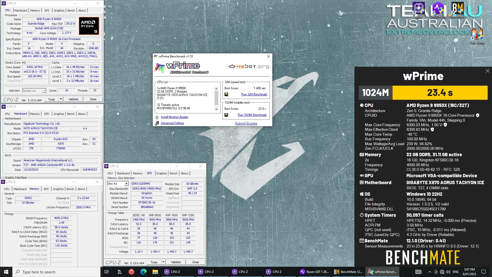 یک اورکلاکر استرالیایی فرکانس پردازنده AMD Ryzen 9 9950X را به 6.3 گیگاهرتز رساند