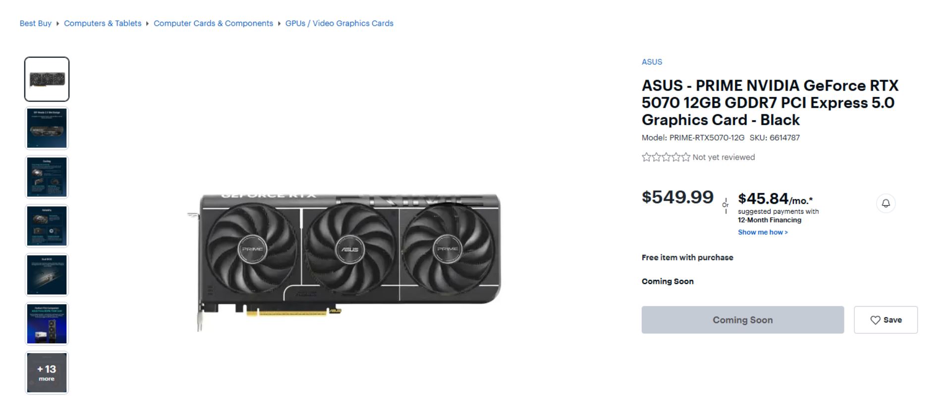 کارت گرافیک RTX 5070 سفارشی ایسوس در Best Buy لیست شد !