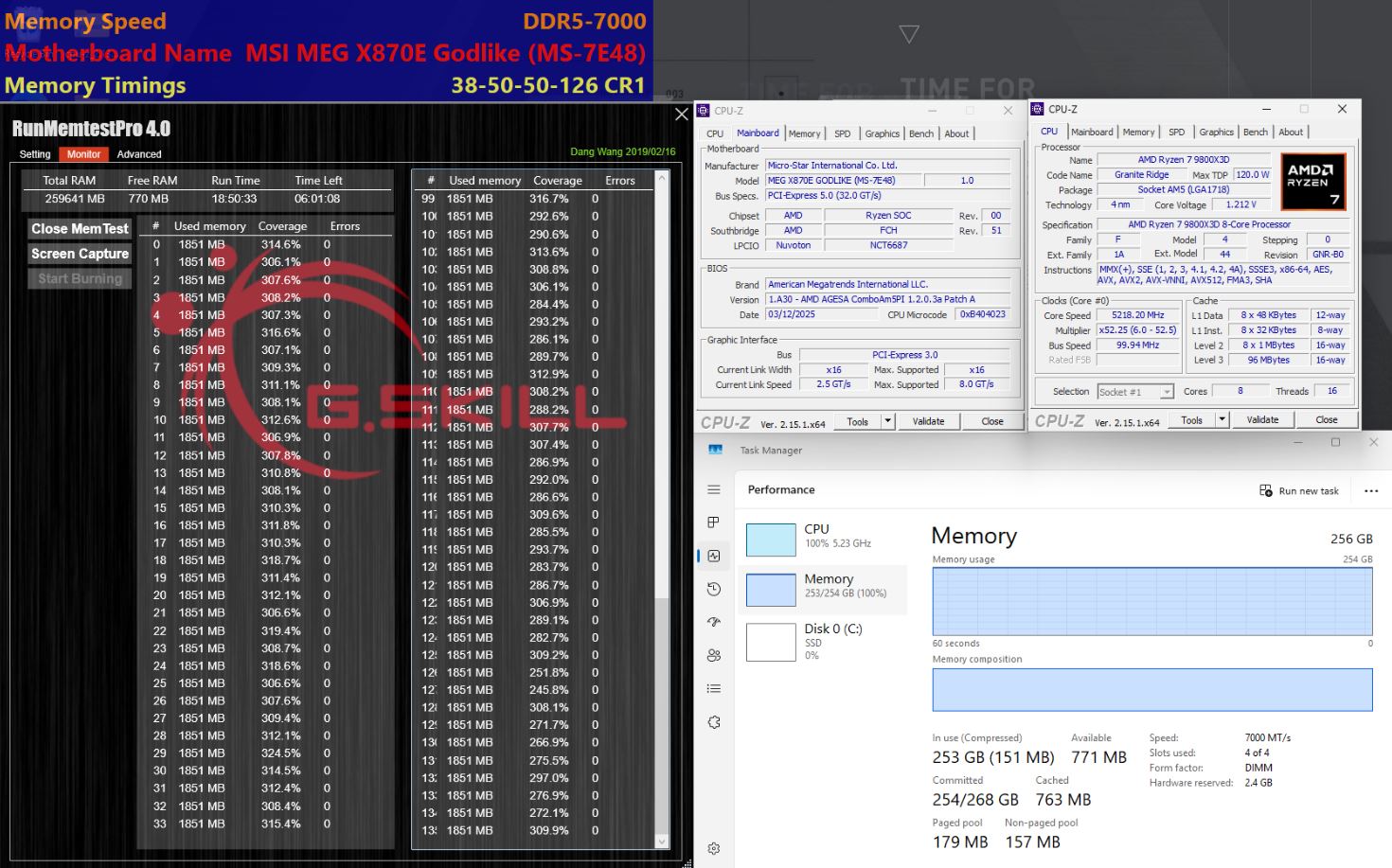 شرکت G.Skill کیت حافظه 256 گیگابایتی با سرعت 6000 MT/s و تاخیر CL32 را عرضه کرد