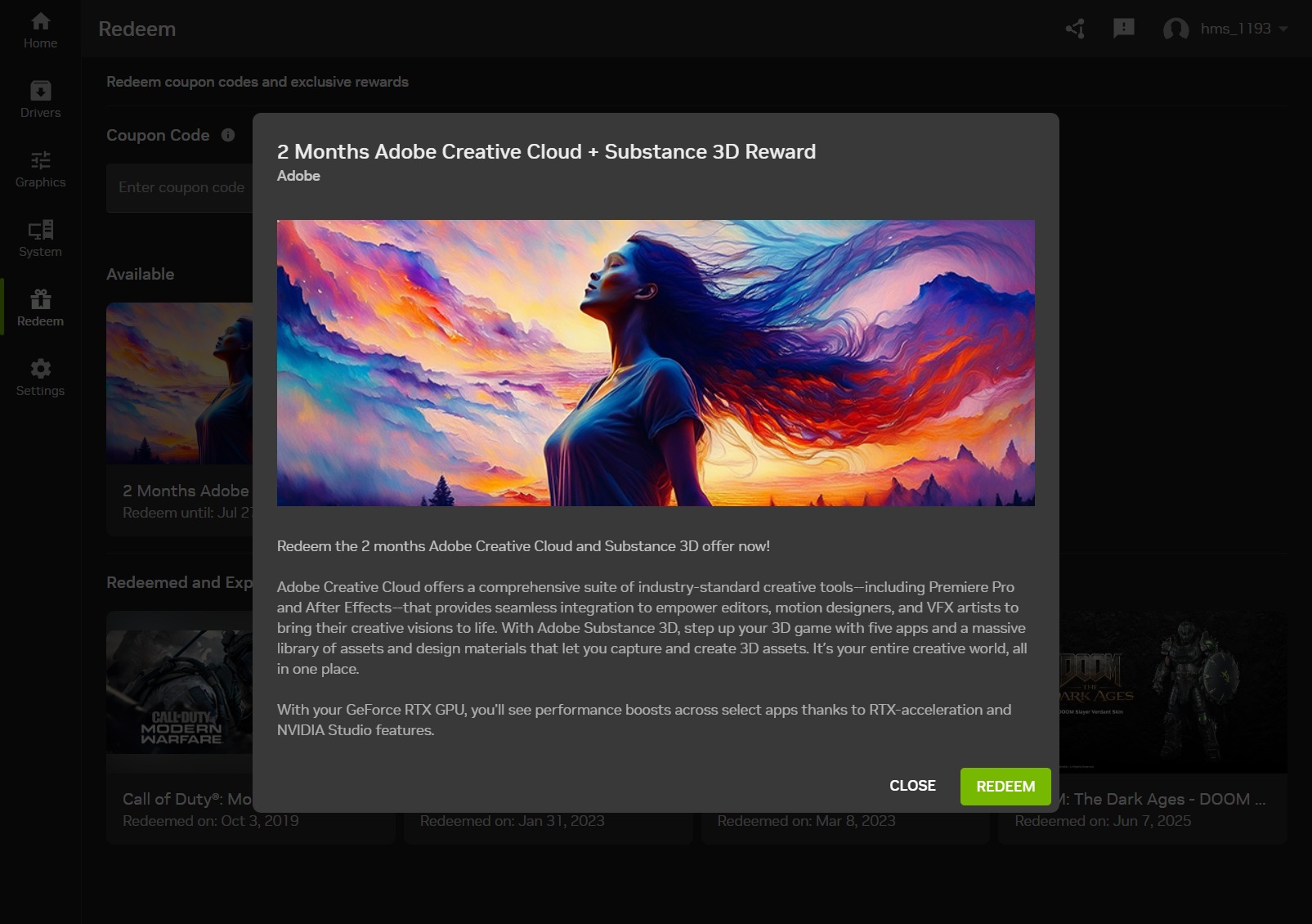 برای استفاده از نرم افزارهای Adobe Creative Cloud، باید برنامه انویدیا یا NVIDIA App را باز کنید
