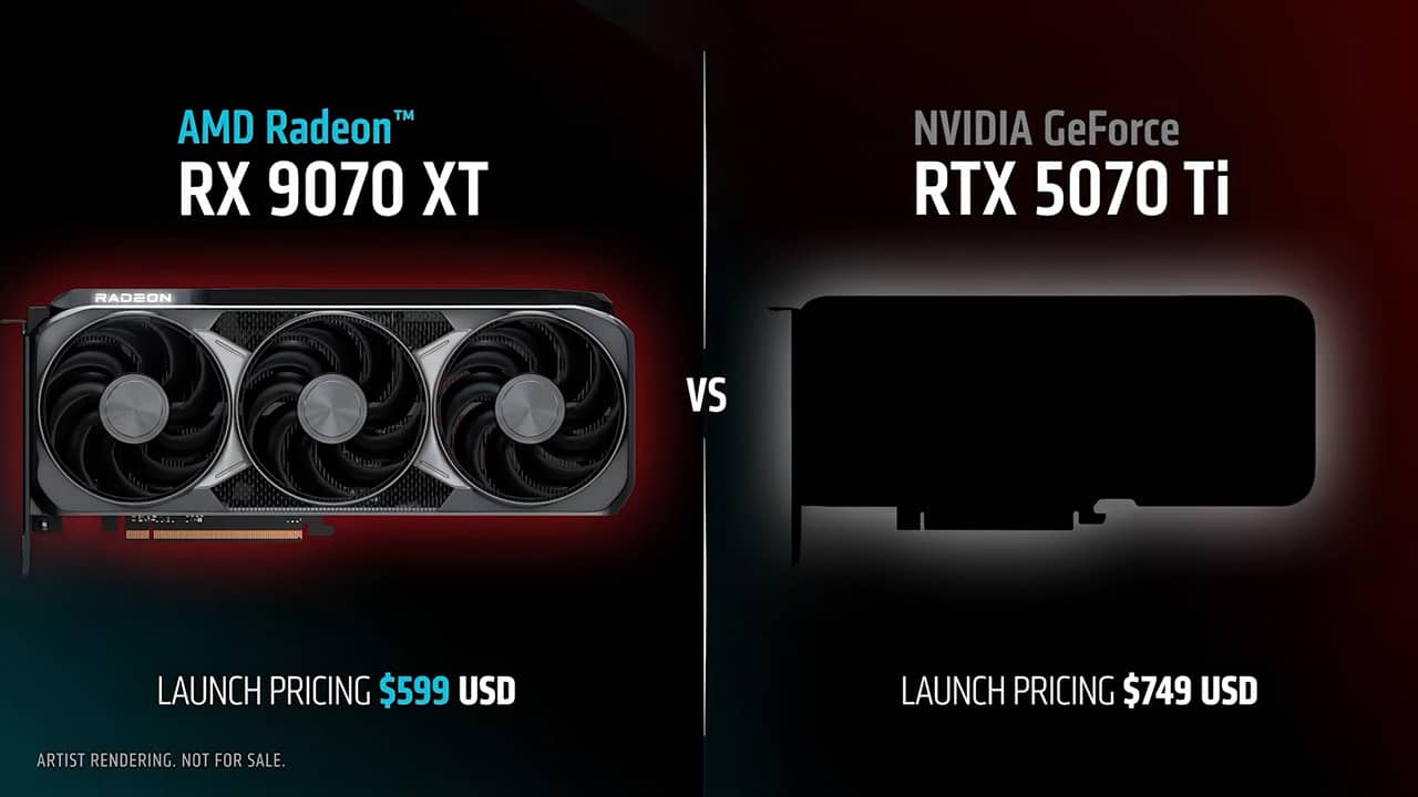 مقایسه کارت گرافیک RTX 5070 Ti و RX 9070 XT