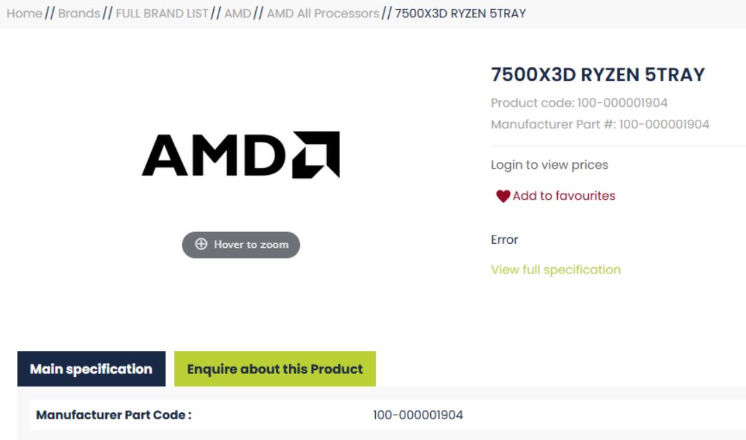 Ryzen 5 7500X3D