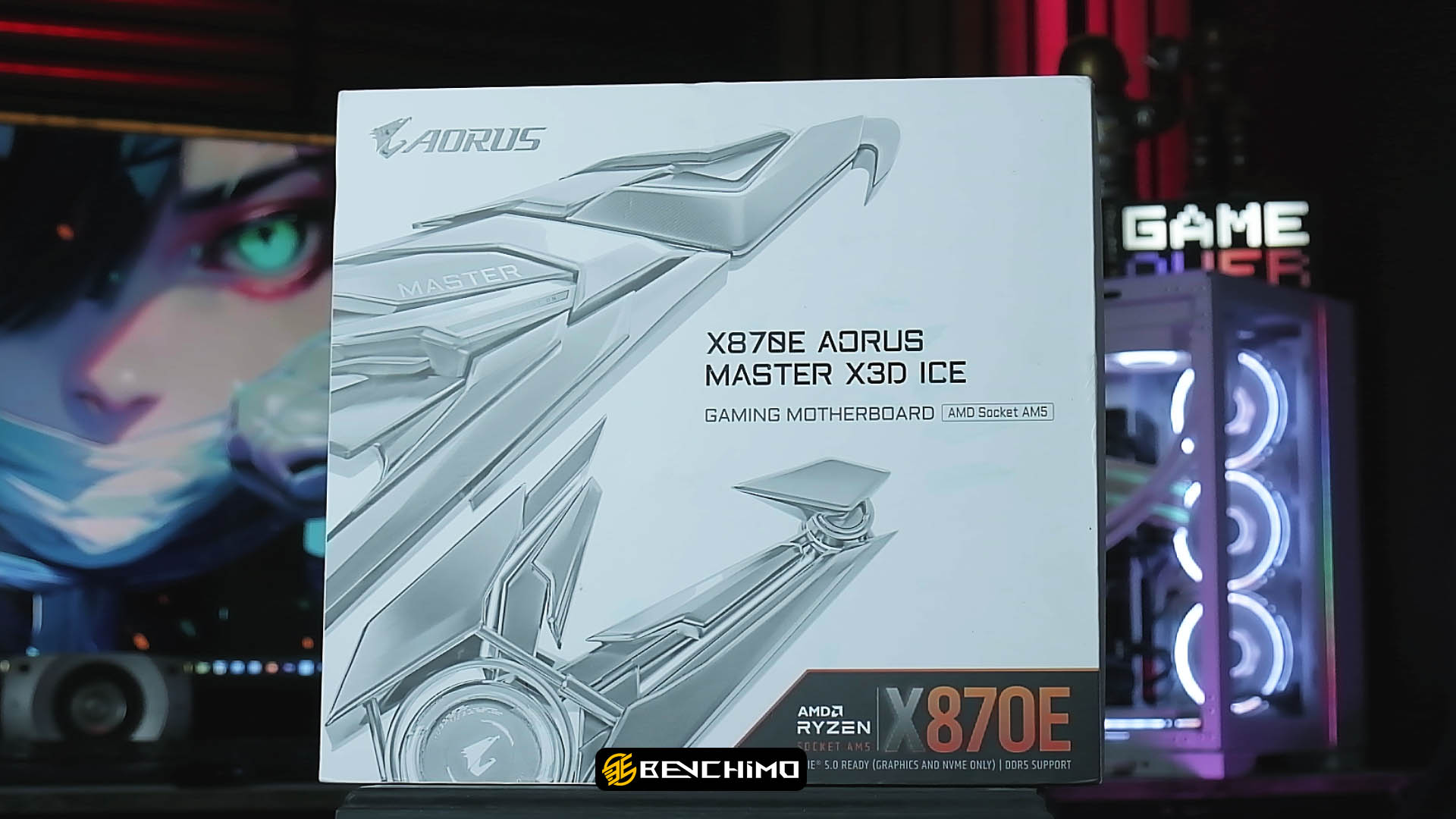 جعبه و طراحی مادربرد X870E AORUS MASTER X3D ICE گیگابایت