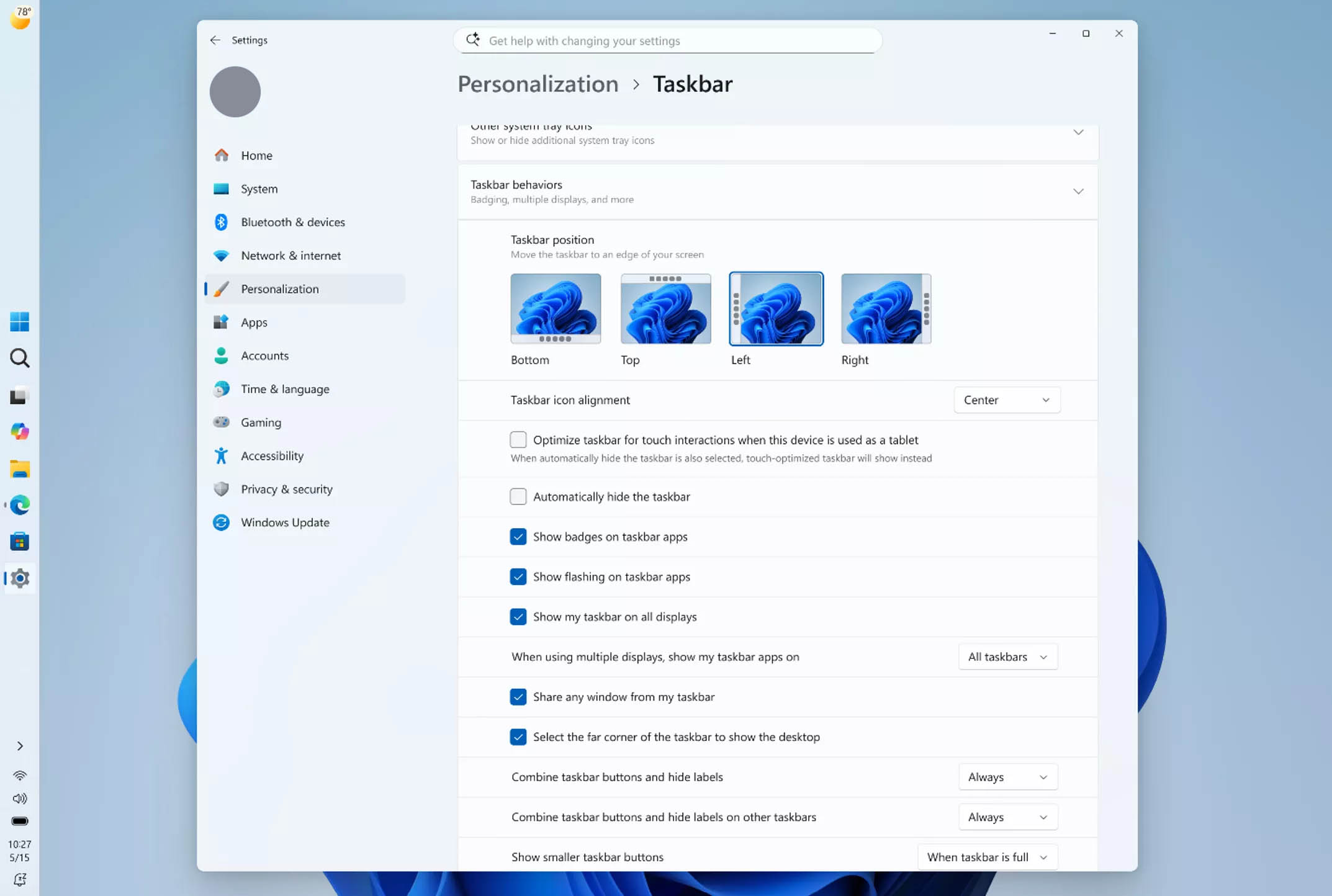 بالاخره می‌توانید Taskbar ویندوز 11 را جابه‌جا کنید
