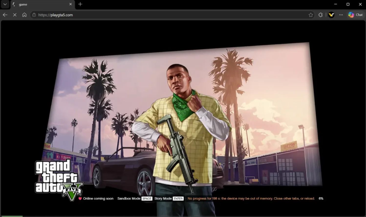 اجرای بازی GTA V در مرورگر وب